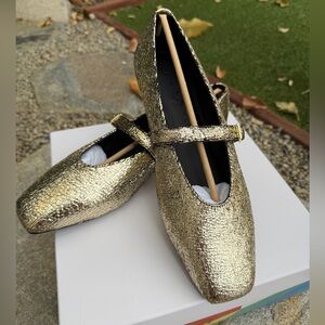Metallic Gold Flats - Katy Perry Evie Mary Jane